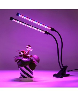 ZX-MINI-30W Grow Light for Indoor Plants 2 Head Divided Adjustable Goose Neck Clip-On Desk 40LED Black