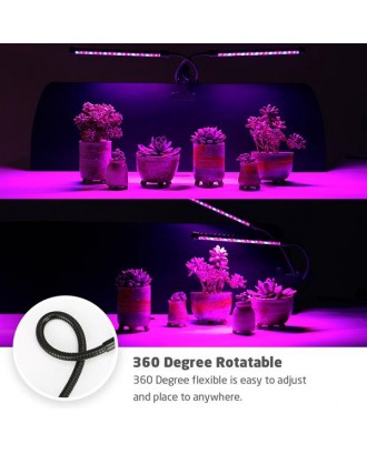 ZX-MINI-30W Grow Light for Indoor Plants 2 Head Divided Adjustable Goose Neck Clip-On Desk 40LED Black