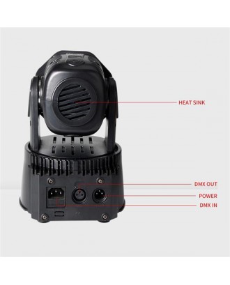 80W 7-RGBW LED Auto / Voice Control DMX512 Mini Moving Head Stage Lamp (AC 110-240V) Black