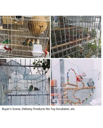 [US-W]39" Bird Parrot Cage Canary Parakeet Cockatiel LoveBird Finch Bird Cage with Wood Perches & Food Cups White(3019)