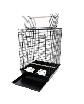 23" Bird Cage Pet Supplies Metal Cage with Open Play Top Black