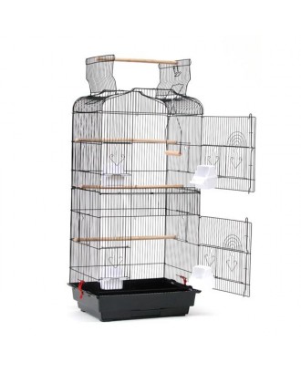 37" Bird Cage Pet Supplies Metal Cage with Open Play Top with tow Additional Toys Black