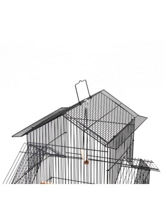 39" Bird Cage Pet Supplies Metal Cage with Open Play Top with three Additional Toys Black
