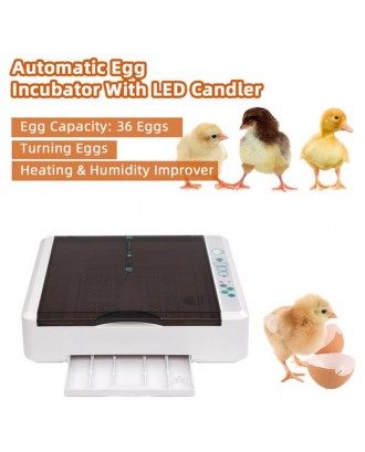 [US-W]36 Egg Practical Fully Automatic Poultry Incubator with LED Light US Plug