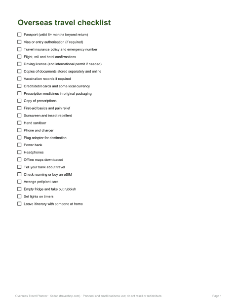 Preview of the first page of Master checklist (PDF/DOCX)